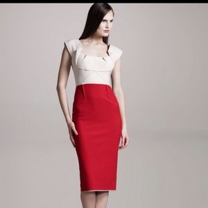 Roland Mouret Herbert Two Tone Natural Crepe Dress